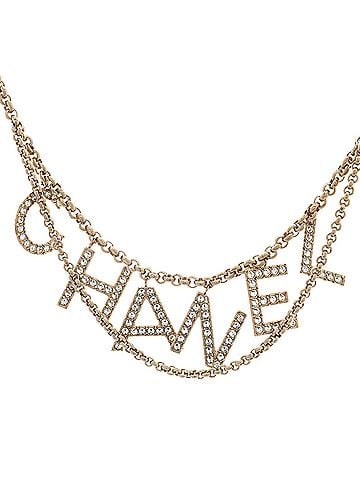 Chanel Logo Chain Belt Metal with Crystals (view 1)