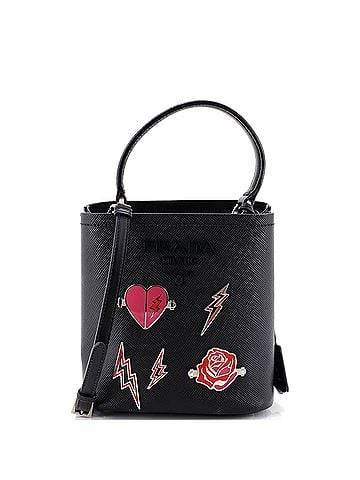 Prada Panier Bucket Bag Embellished Saffiano Leather Small (view 1)