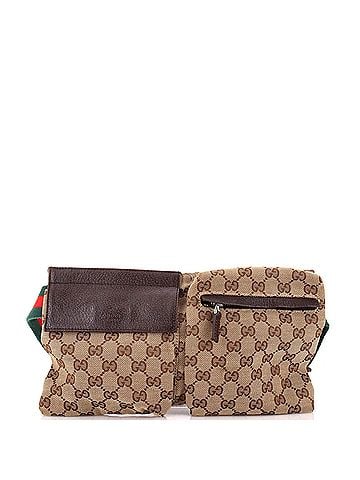 Gucci Vintage Double Belt Bag GG Canvas with Leather (view 1)