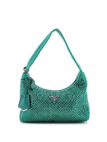 Prada Re-Edition 2000 Hobo Crystal Embellished Satin Mini (view 1)