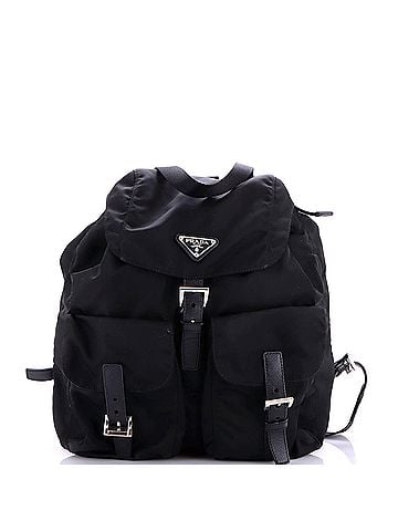 Prada Vela Double Front Pocket Backpack Tessuto with Saffiano Leather Medium (view 1)