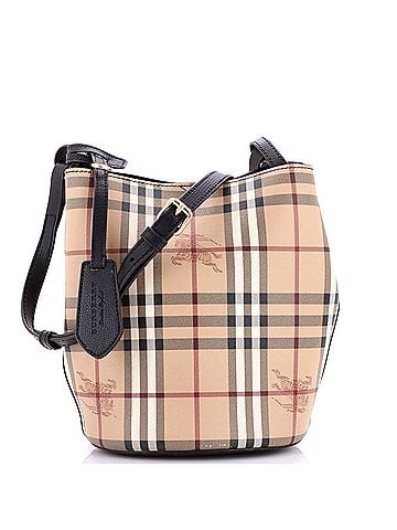 Burberry Lorne Bucket Bag Haymarket Coated Canvas Small (view 1)