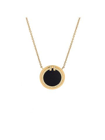 Tiffany & Co. T Circle Pendant Necklace 18K Yellow Gold with Onyx and Diamonds Large (view 1)