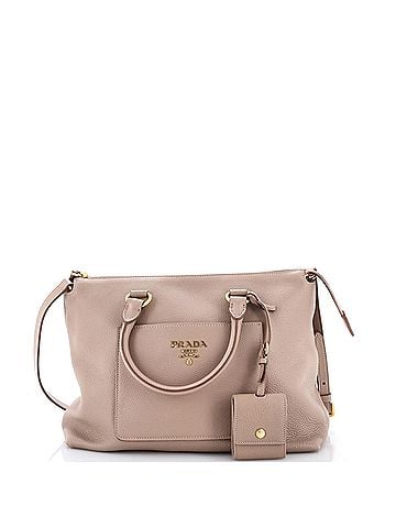 Prada Pocket Convertible Zip Satchel Vitello Daino Medium (view 1)