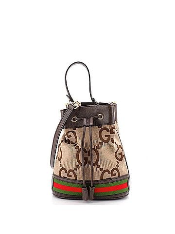 Gucci Ophidia Bucket Bag Jumbo GG Canvas with Leather Small (view 1)