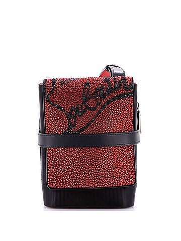 Christian Louboutin Benech Reporter Bag Crystal Embellished Satin with Leather (view 1)