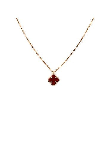 Van Cleef & Arpels Sweet Alhambra Pendant Necklace 18K Rose Gold and Carnelian (view 1)
