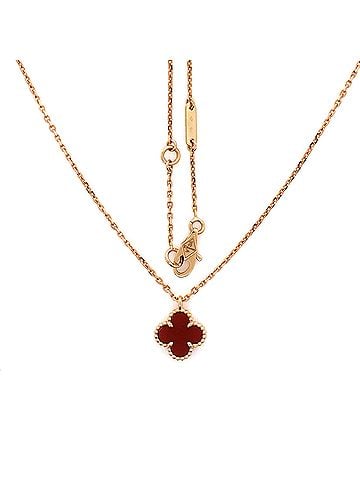 Van Cleef & Arpels Sweet Alhambra Pendant Necklace 18K Rose Gold and Carnelian (view 2)
