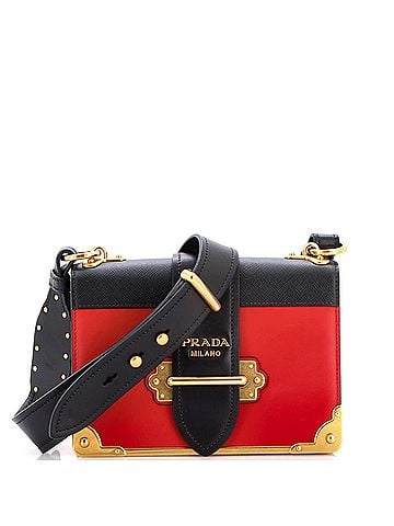 Prada Cahier Crossbody Bag Leather and Saffiano Leather Small (view 1)