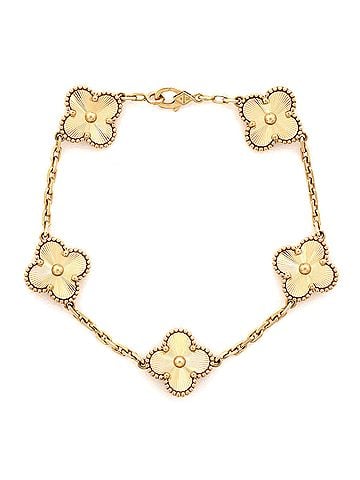 Van Cleef & Arpels Vintage Alhambra 5 Motifs Bracelet Guilloche 18K Yellow Gold (view 1)