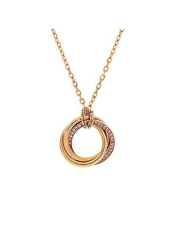 Cartier Trinity Pendant Necklace 18K Rose Gold with Pave Pink Sapphires (view 1)