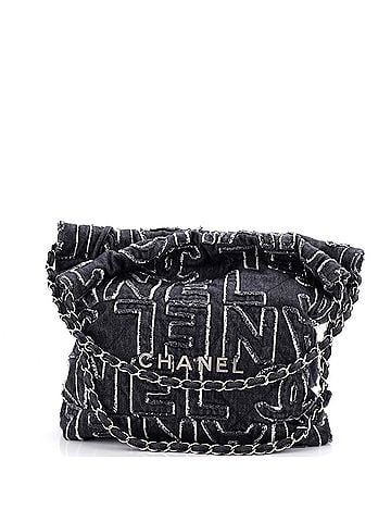 Chanel 22 Chain Hobo Fringed Logo Quilted Denim Small (view 1)