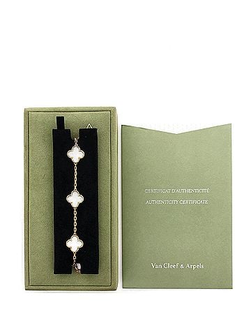 Van Cleef & Arpels Vintage Alhambra 5 Motifs Bracelet 18K Yellow Gold and Mother of Pearl (view 2)