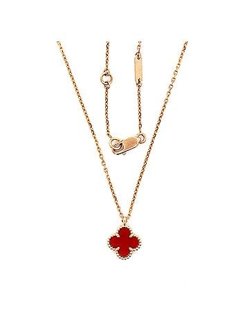 Van Cleef & Arpels Sweet Alhambra Pendant Necklace 18K Rose Gold and Carnelian (view 2)