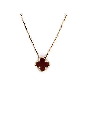 Van Cleef & Arpels Vintage Alhambra Pendant Necklace 18K Yellow Gold and Carnelian (view 1)