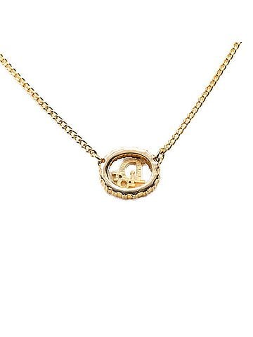 Christian Dior Christian Dior Dior Logo Necklace, Gold Plated, Rhinestones, Women's (view 2)