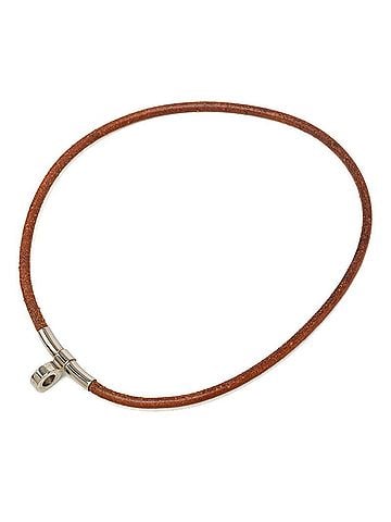 Hermès Hermes Double Kelly Choker Bracelet Accessory Brown Silver Metal Leather Women's HERMES (view 1)