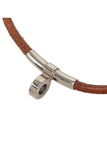 Hermès Hermes Double Kelly Choker Bracelet Accessory Brown Silver Metal Leather Women's HERMES (view 2)