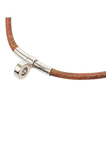 Hermès Hermes Double Kelly Choker Bracelet Accessory Brown Silver Metal Leather Women's HERMES (view 2)