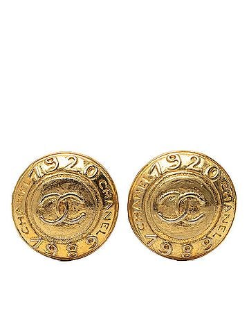 Chanel Chanel Vintage Coco Mark 1989 Earrings Gold Plated Women's CHANEL (view 1)