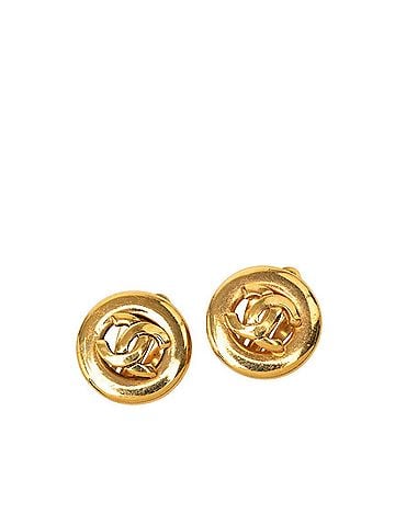 Chanel Chanel Coco Mark Earrings, Gold Plated, Women's CHANEL (view 1)