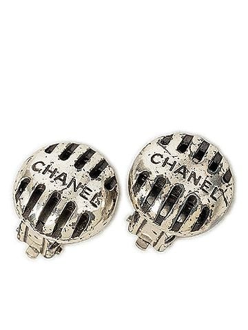 Chanel Chanel Vintage Logo Earrings 99P Silver Metal Women's CHANEL (view 1)