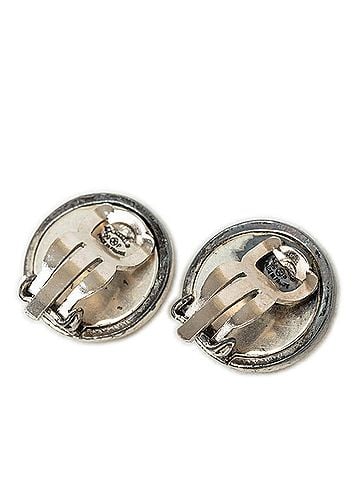 Chanel Chanel Vintage Logo Earrings 99P Silver Metal Women's CHANEL (view 2)