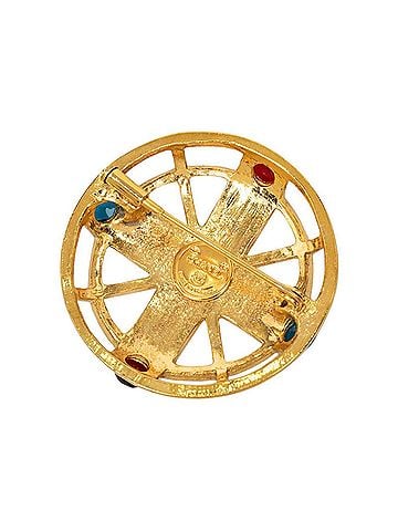 Chanel Chanel Logo Brooch, Gold Multicolor Plated Stone, Women's CHANEL (view 2)