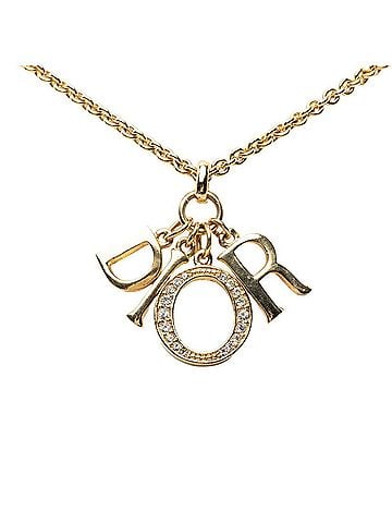 Christian Dior Christian Dior Dior Logo Necklace, Gold Plated, Rhinestones, Women's (view 1)