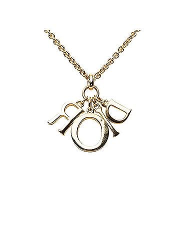 Christian Dior Christian Dior Dior Logo Necklace, Gold Plated, Rhinestones, Women's (view 2)
