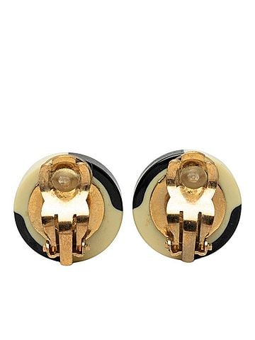 Chanel Chanel Coco Mark Earrings 02A Black Ivory Plastic Plated Pearl Women's CHANEL (view 2)