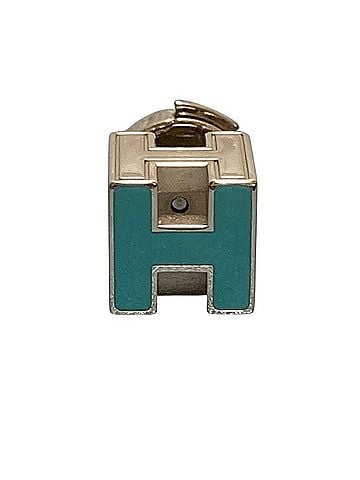 Hermès HERMES Cage d'H H Cube Earring, Light Blue Silver Color, Single Women's (view 1)