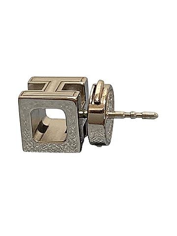 Hermès HERMES Cage d'H H Cube Earring, Light Blue Silver Color, Single Women's (view 2)