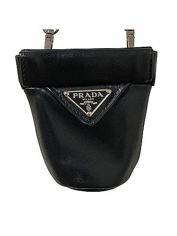 Prada PRADA Prada Nappa Leather Mini Necklace Pouch 1NR002 Black Women's (view 1)
