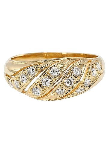 Unbranded 18K (18-karat) yellow gold ring with diamond (carat weight not stamped). Total weight: 2.3g. Jewelry. (view 1)