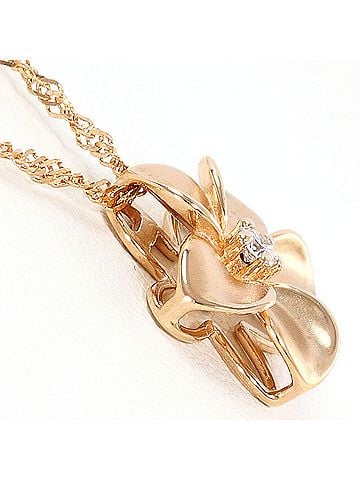 Unbranded K14 14K Pink Gold Necklace with Diamond (carat weight not stamped), Total Weight 2.2g, 44cm, Jewelry (view 2)