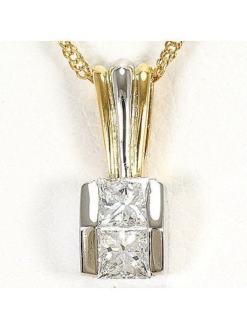 Unbranded PT900 Platinum 18K Yellow Gold Necklace with 0.26ct Diamond, Total Weight 1.9g, 42cm Length, Jewelry (view 1)