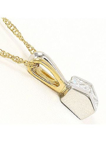 Unbranded PT900 Platinum 18K Yellow Gold Necklace with 0.26ct Diamond, Total Weight 1.9g, 42cm Length, Jewelry (view 2)