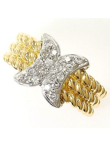 Unbranded PT900 Platinum 18K Yellow Gold Ring, 1 Diamond 0.20ct, Total Weight 3.6g, Jewelry (view 1)