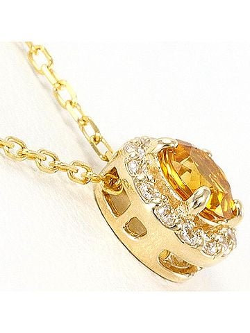 Unbranded K10 10K YG Yellow Gold Necklace with Citrine and Zirconia, Total Weight 1.1g, 40cm, Jewelry (view 2)