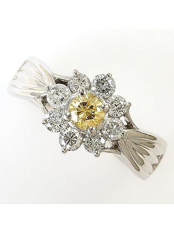 Unbranded PT900 Platinum Ring with Brown Diamond and Diamonds (Total 0.50ct, Total Weight 4.3g) - Jewelry (view 1)
