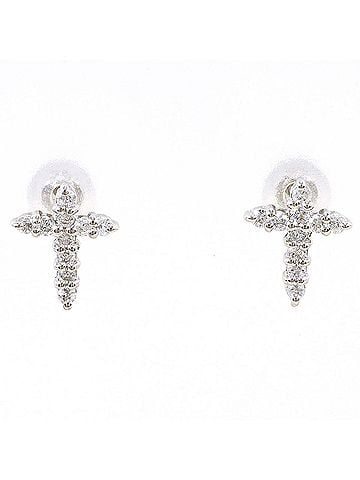 Unbranded PT900 Platinum Earrings with 0.1ct Diamonds, Total Weight 1.0g, Jewelry (view 1)
