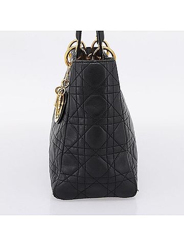 Dior Vintage Lady Dior Leather Black Leather Handbag (view 2)
