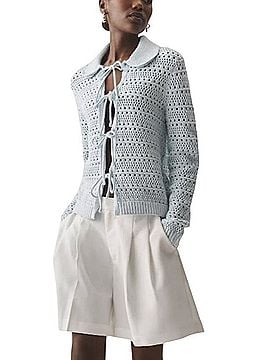 NVLT Crochet Knit Tie-Front Sweater Cardigan Jacket Cardigan (view 1)