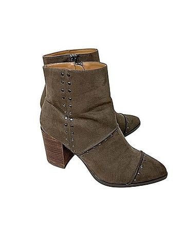 Report Studded Pointed Toe Stacked Heel Booties Ankle Boots (view 1)