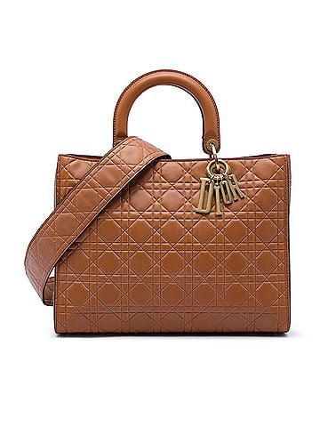 Dior Large Ultra Matte Calfskin Cannage Embossed Lady Dior (view 1)