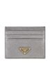 Prada 100% Leather Silver Saffiano Triangle Card Wallet One size - photo 1