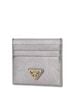 Prada 100% Leather Silver Saffiano Triangle Card Wallet One size - photo 2