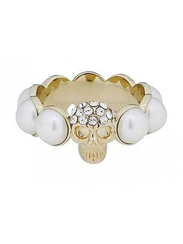 Alexander McQueen Skull Pearl Ring (view 1)
