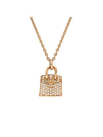 Hermès Birkin Amulette Pendant Necklace 18K Rose Gold and Diamonds (view 1)